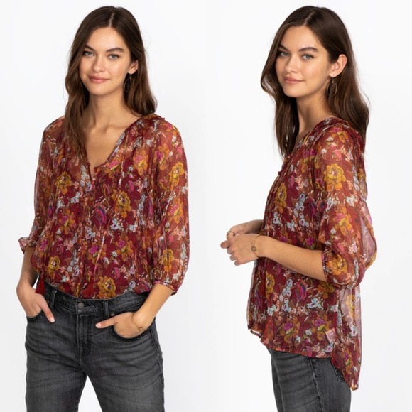 JOHNNY WAS Micah Peasant Blouse - Picture 1 of 10